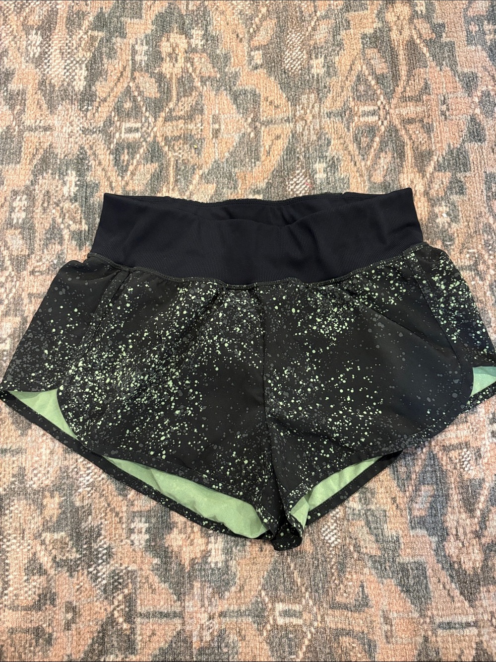 Zella Black Athletic Shorts with Mint Speckle